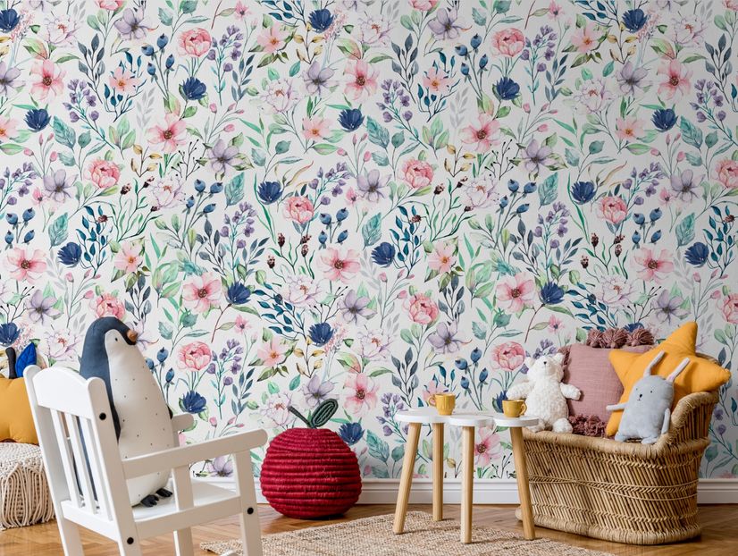 Watercolor Spring Floral Wallpaper Mural