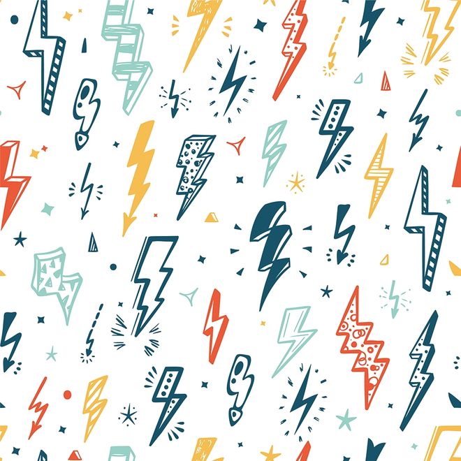 Kids Lightning Bolt Pattern Wallpaper Mural