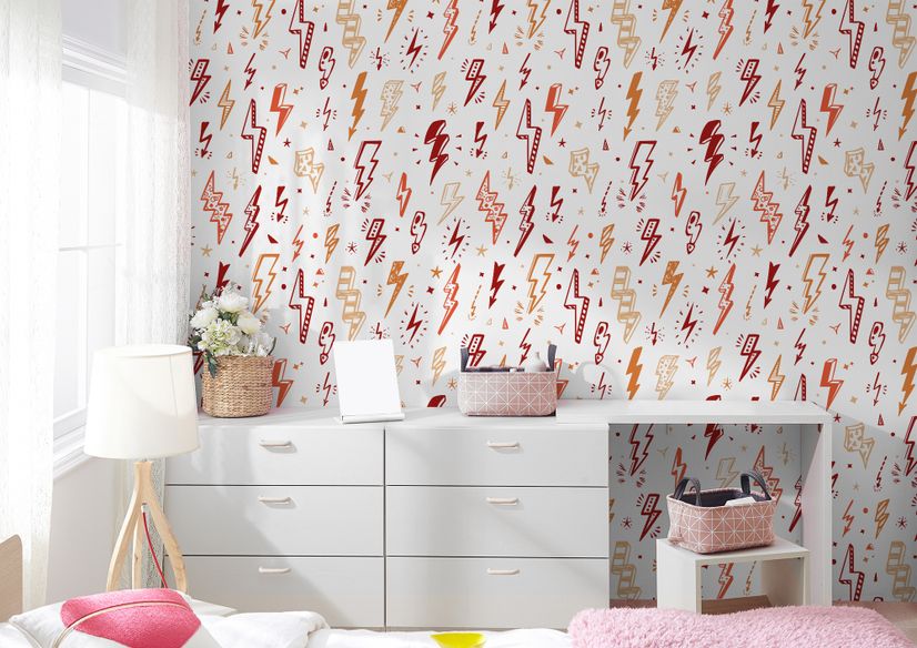 Kids Lightning Bolt Pattern Wallpaper Mural