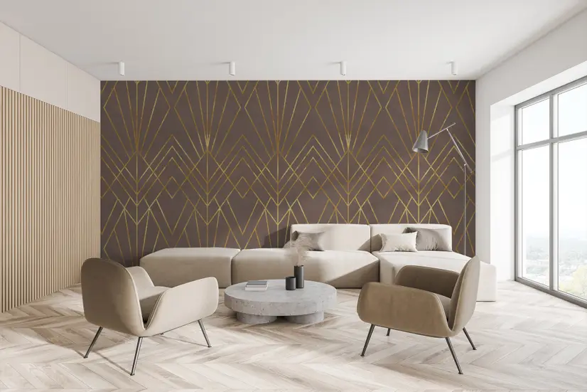 Luxury Geometric Lines  Art Deco Wallpaper Mural
