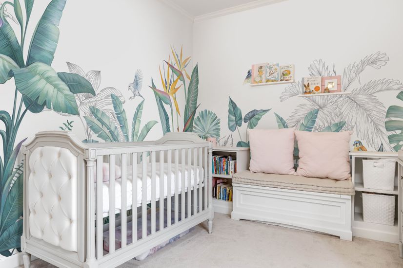 Tropical Banana Leaf with a Bird Wallpaper Mural