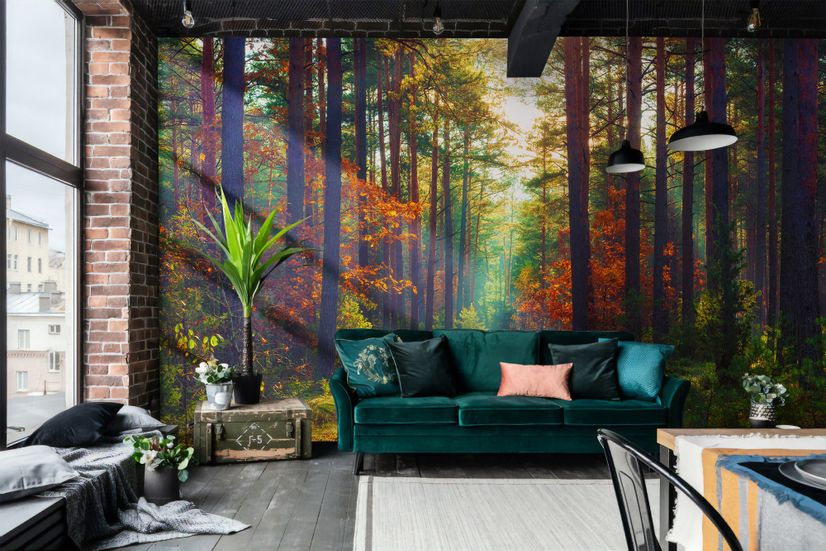 Red Forest Autumn Wallpaper Mural