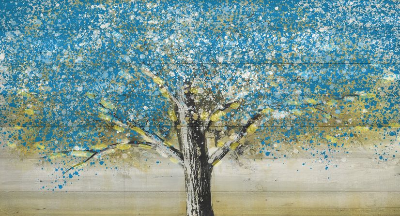 Watercolor Style Blue Tree Wallpaper Mural