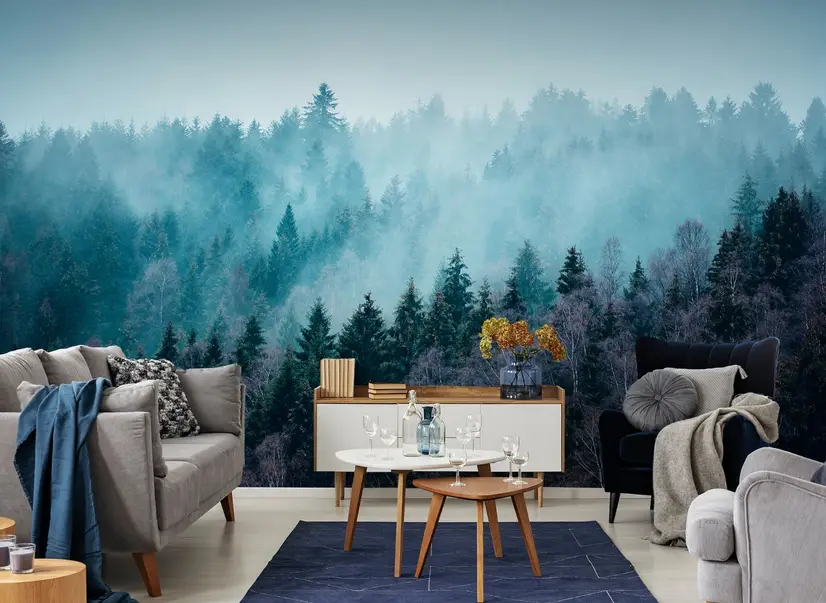 Misty Forest View Wallpaper Mural