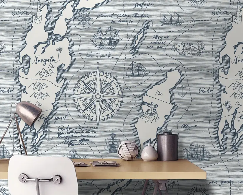 Travel Map Wallpaper Mural