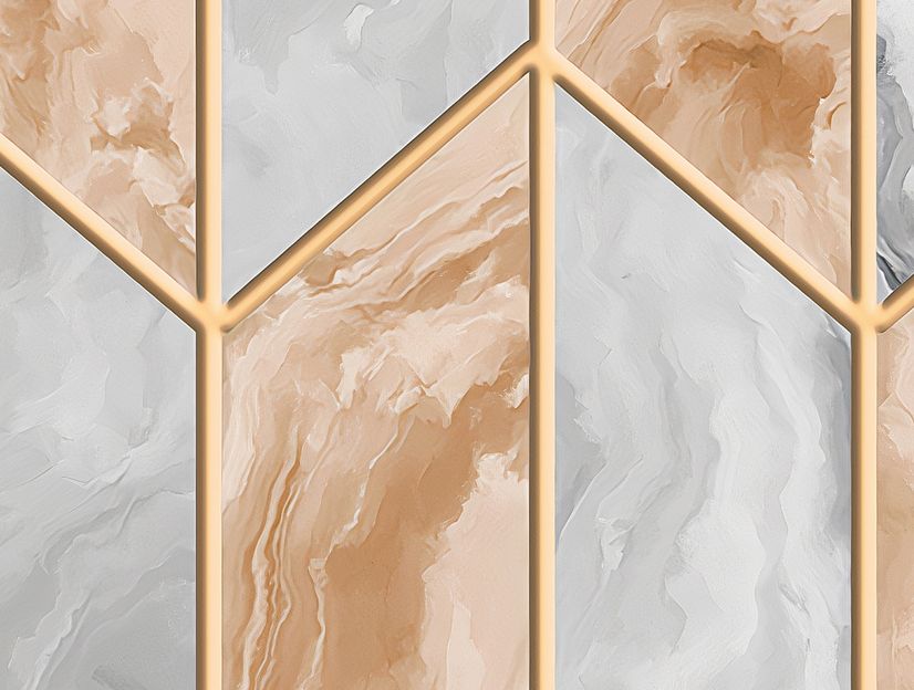 Black Marble with Gold Style Ornament Wallpaper Mural