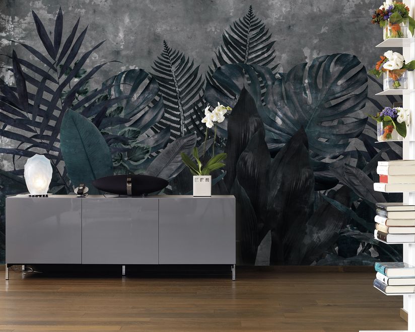 Dark Green Leafy Scenery Wallpaper Mural