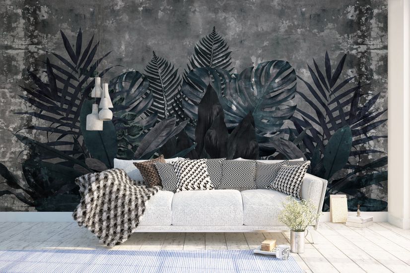 Dark Green Leafy Scenery Wallpaper Mural