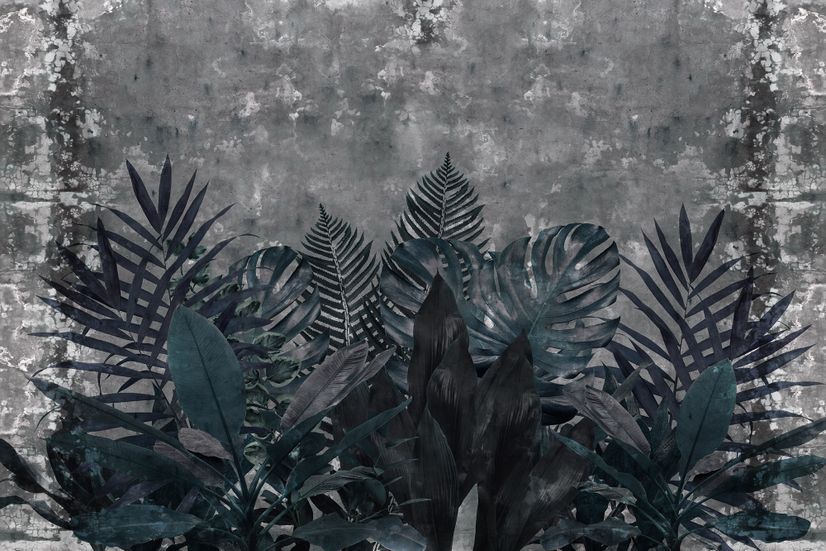 Dark Green Leafy Scenery Wallpaper Mural