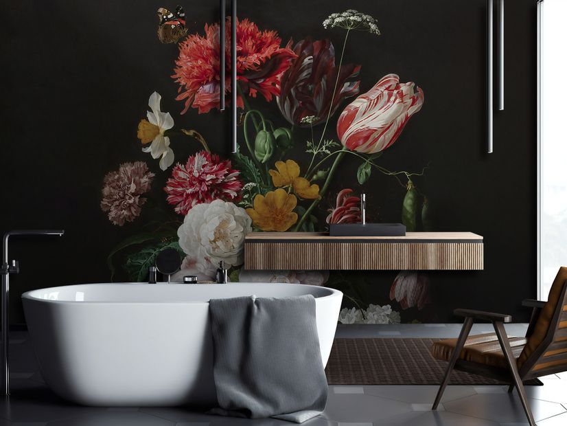 Dutch Florals Still Life Flowers in Vase Wallpaper Mural