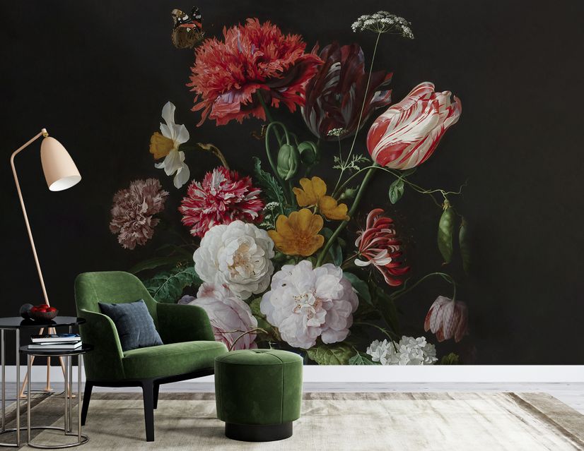 Dutch Florals Still Life Flowers in Vase Wallpaper Mural