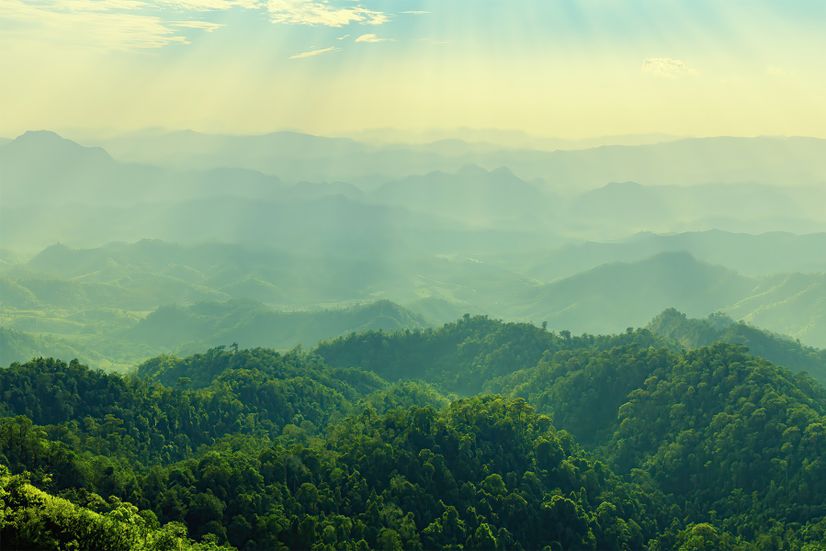 Green Mountain Silhouette Wallpaper Mural