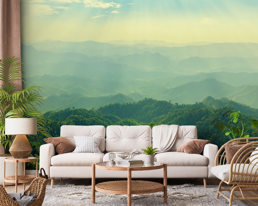 Green Mountain Silhouette Wallpaper Mural