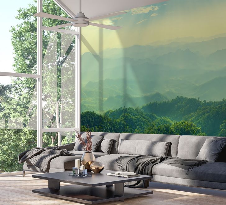 Green Mountain Silhouette Wallpaper Mural