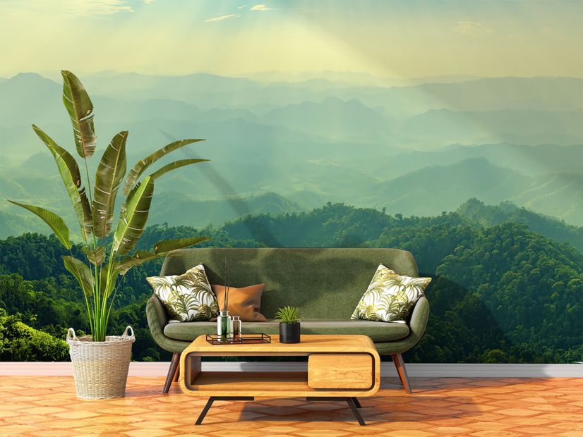 Green Mountain Silhouette Wallpaper Mural