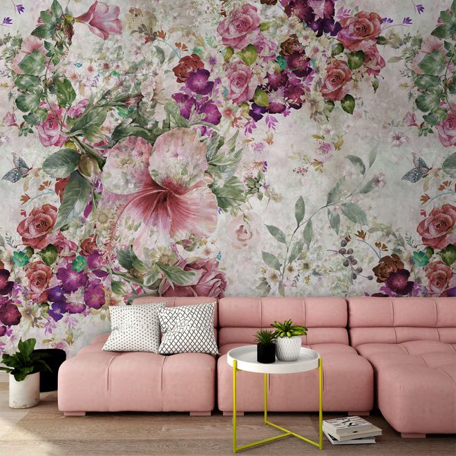 Vintage Flower Bouquet Wallpaper Mural