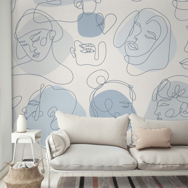 Colorful Abstract Faces Wallpaper Mural