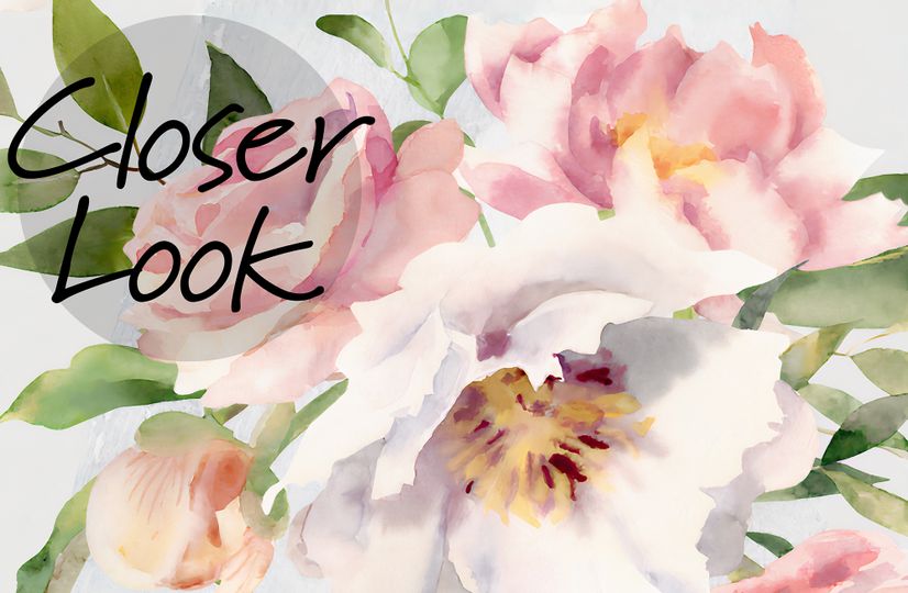 Watercolor White Pink Floral Bouquet Wallpaper Mural