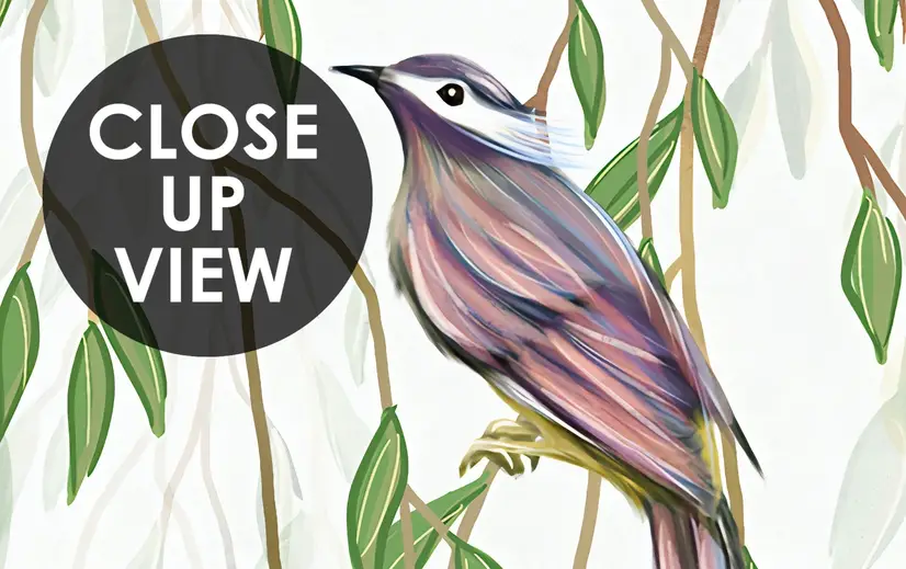 Green Hanging Leaves with Colorful Birds Wallpaper Mural