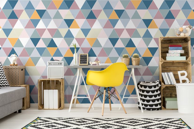 Geometric Style Colorful Triangle Wallpaper Mural