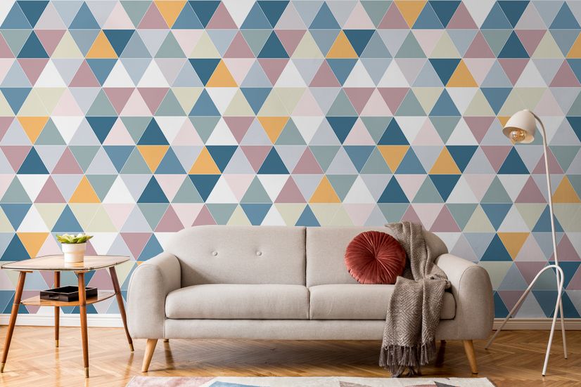 Geometric Style Colorful Triangle Wallpaper Mural