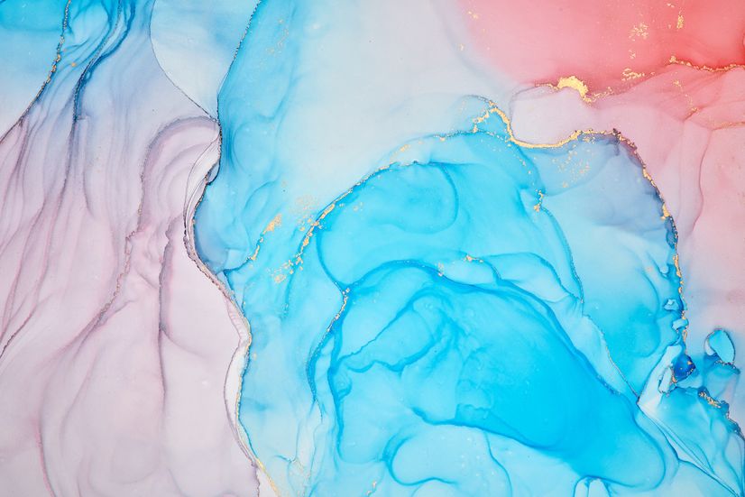 Blue Marble with Red Splash Wallpaper Mural