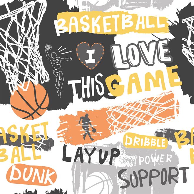 Basketball Hoop with Sport Slogans Wallpaper Mural