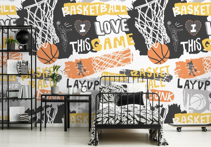 Basketball Hoop with Sport Slogans Wallpaper Mural