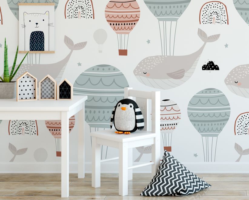 Air Balloon with Whale Wallpaper Mural