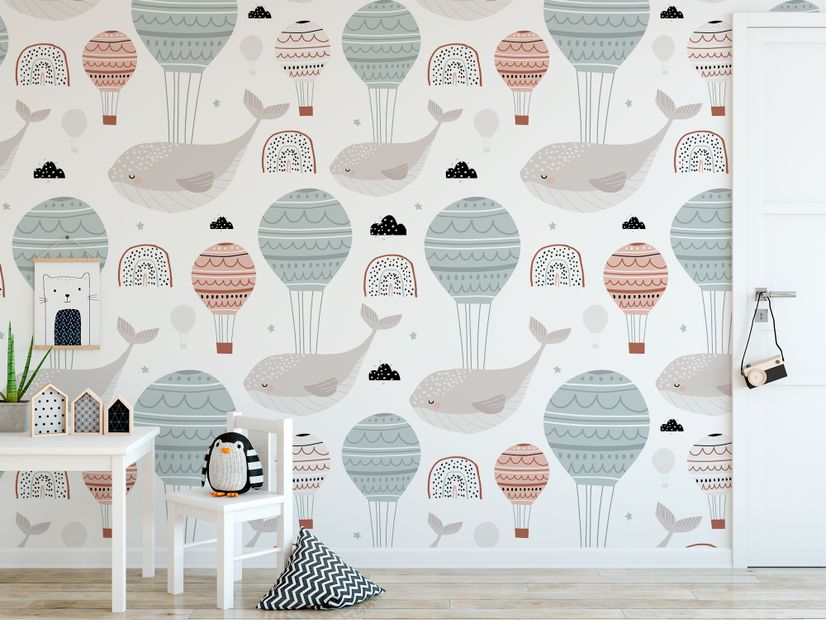 Air Balloon with Whale Wallpaper Mural