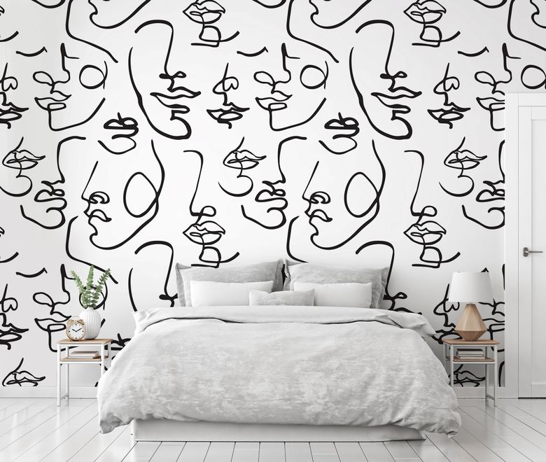 Abstract Charming Artistic Faces Wallpaper Mural