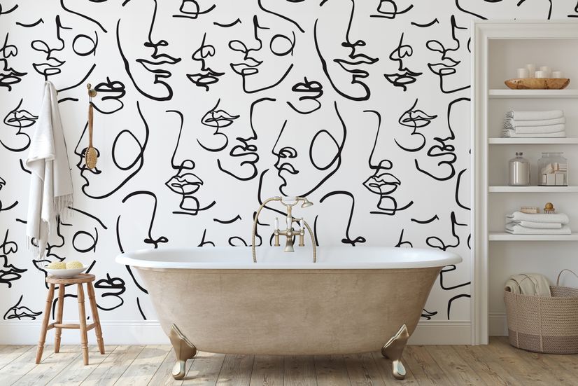 Abstract Charming Artistic Faces Wallpaper Mural
