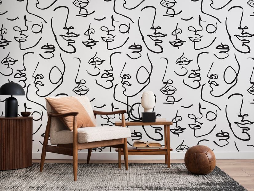 Abstract Charming Artistic Faces Wallpaper Mural