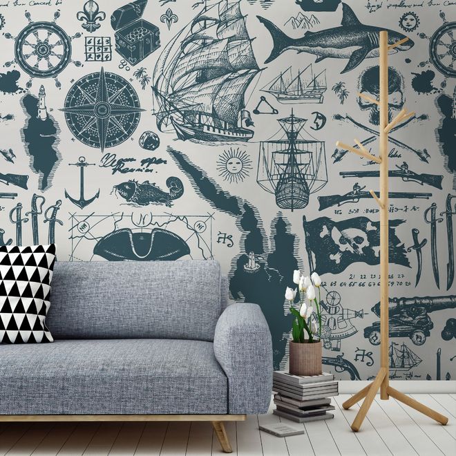 Sailor Map Adventure Kids Wallpaper Mural