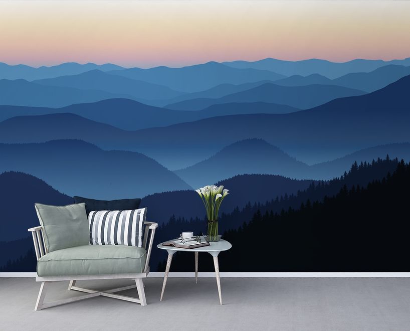 Mountain Silhouette at Sunset Wallpaper Mural