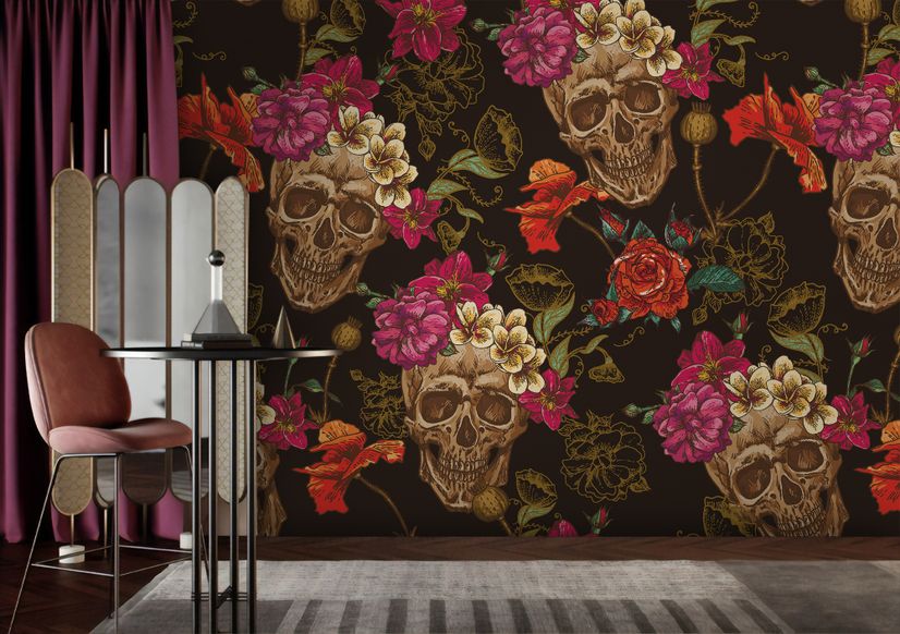 Fancy Skull Pattern Wallpaper Mural