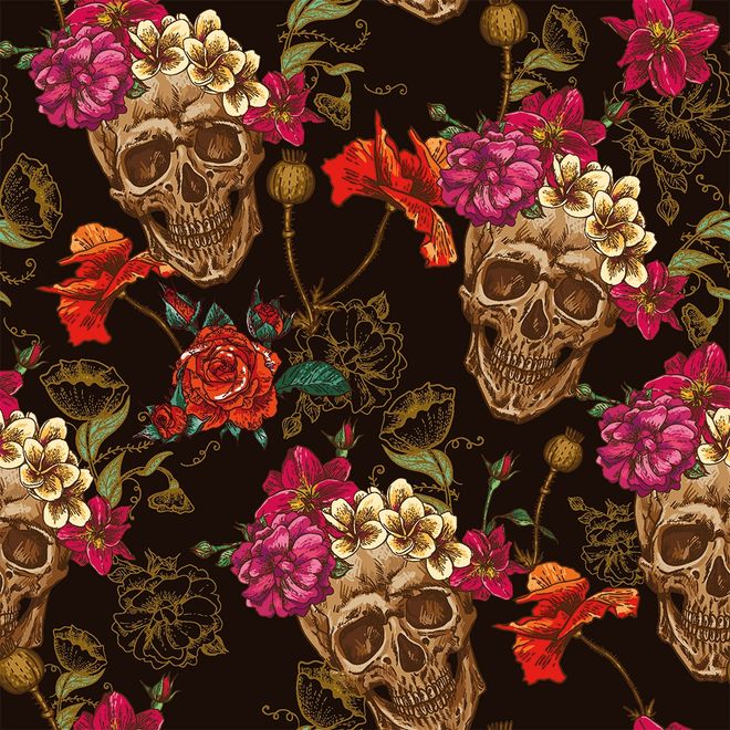Fancy Skull Pattern Wallpaper Mural