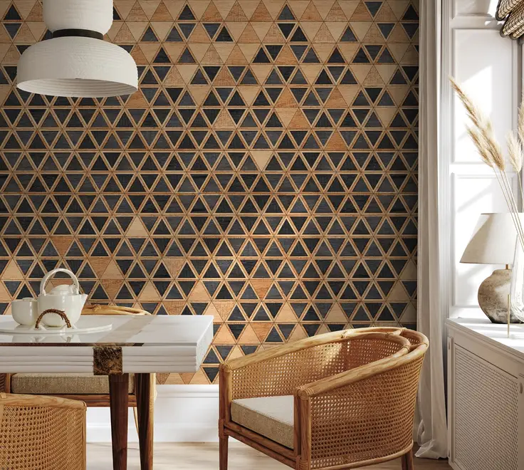 Geometric Triangle Shape Wood Texture Effect Wall Mural 