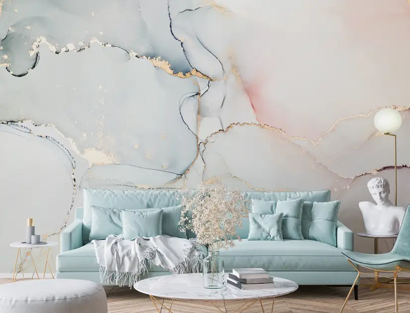 Soft Neutral Abstract Marble Art Wallpaper Mural
