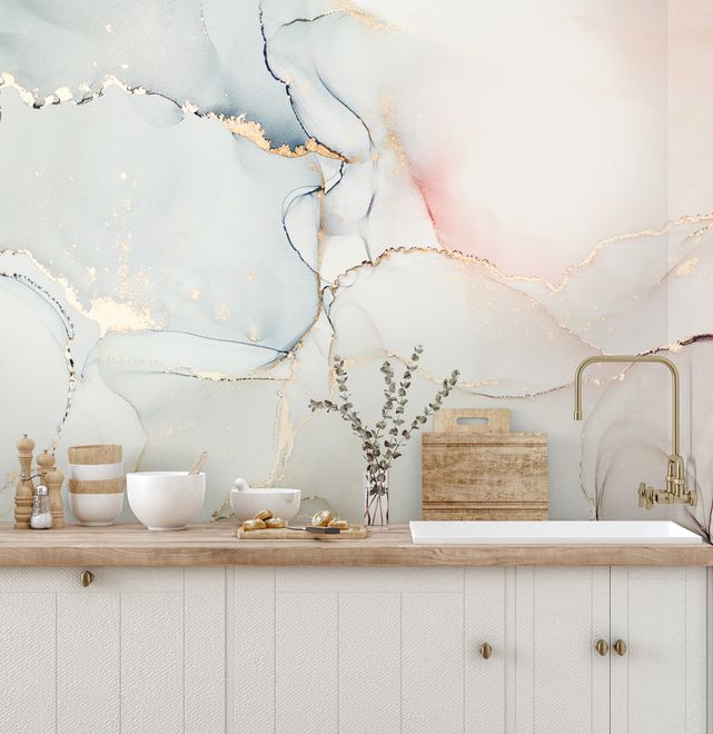 Soft Neutral Abstract Marble Art Wallpaper Mural