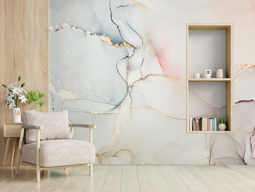 Soft Neutral Abstract Marble Art Wallpaper Mural