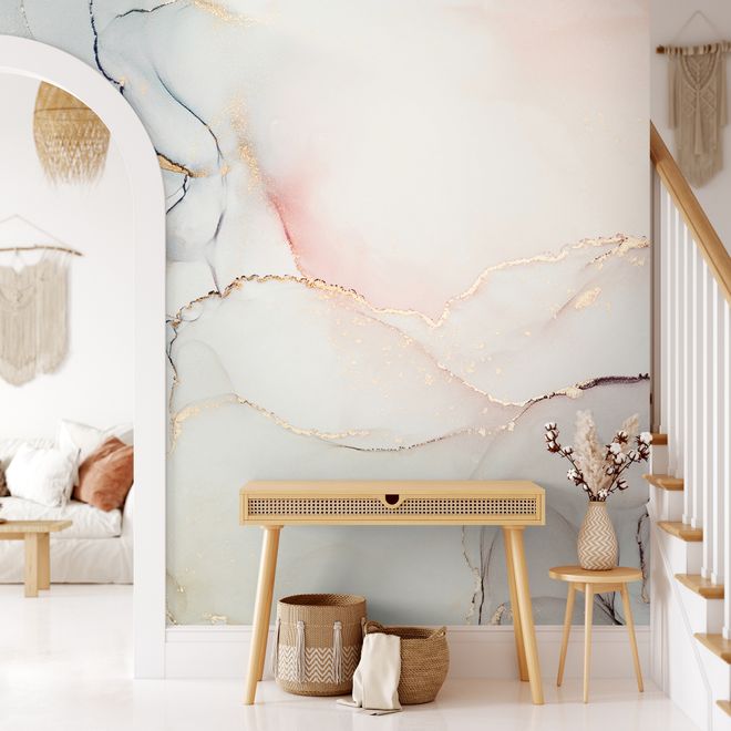 Soft Neutral Abstract Marble Art Wallpaper Mural