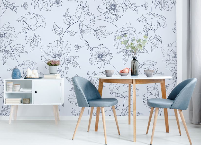 Poppy Drawing Floral Wallpaper Mural
