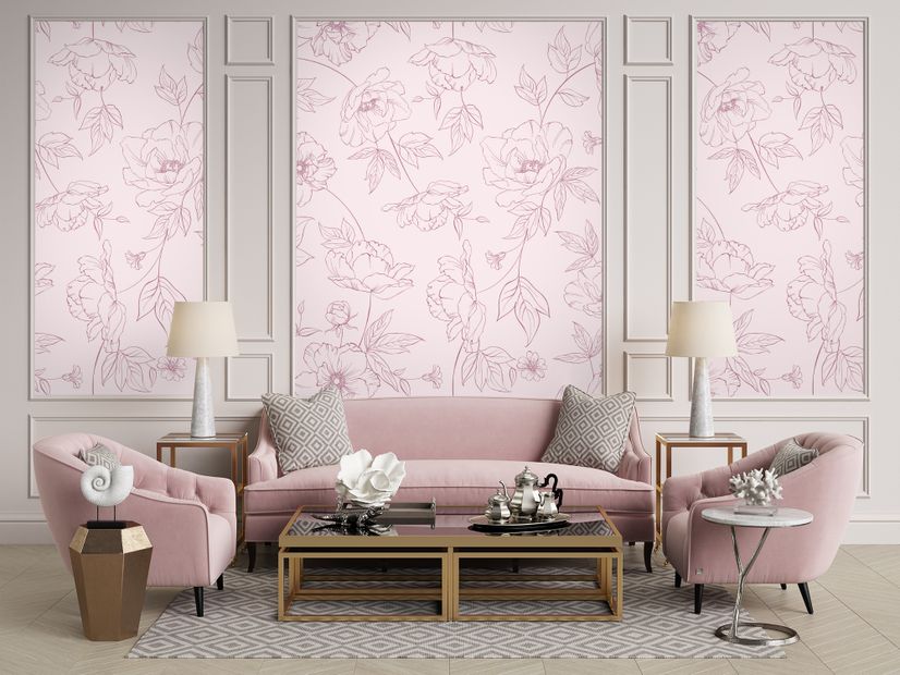 Poppy Drawing Floral Wallpaper Mural