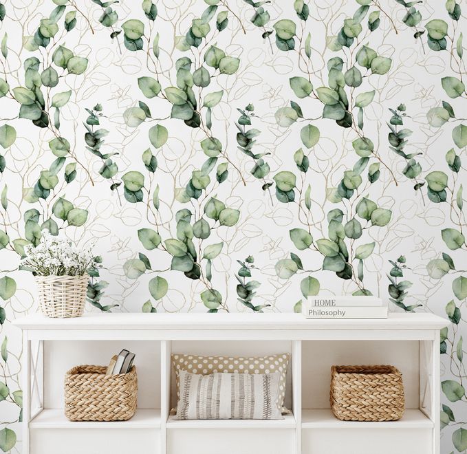 Watercolor Green Eucalyptus Leaf Wallpaper