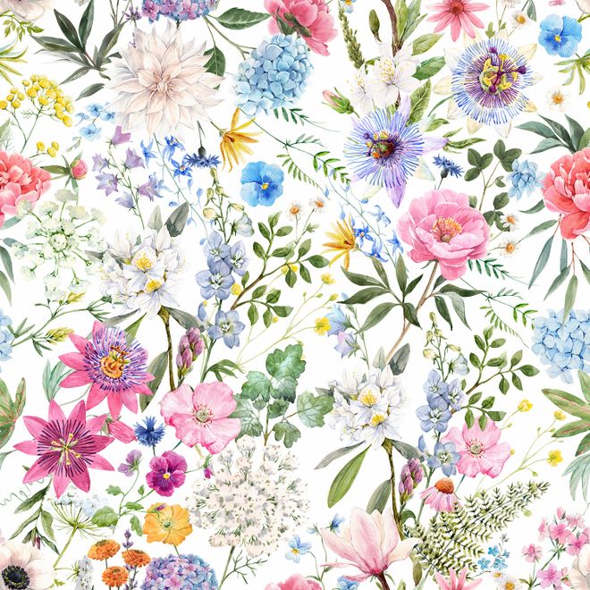 Colorful Spring Pink Wildflowers Wallpaper Mural