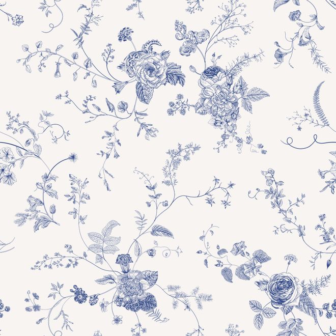 Monochrome Floral Drawing Art Wallpaper Mural