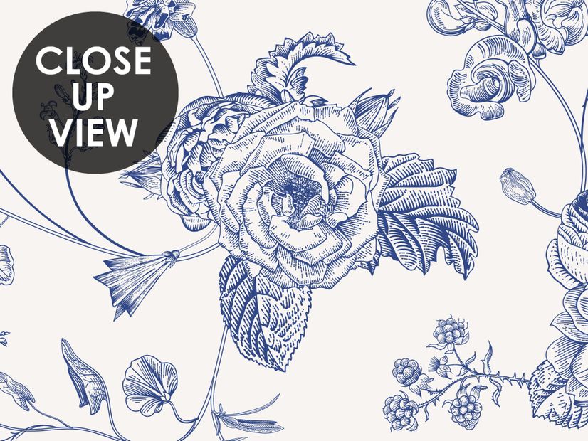Monochrome Floral Drawing Art Wallpaper Mural
