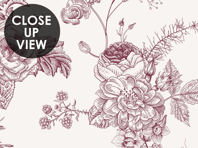Monochrome Floral Drawing Art Wallpaper Mural