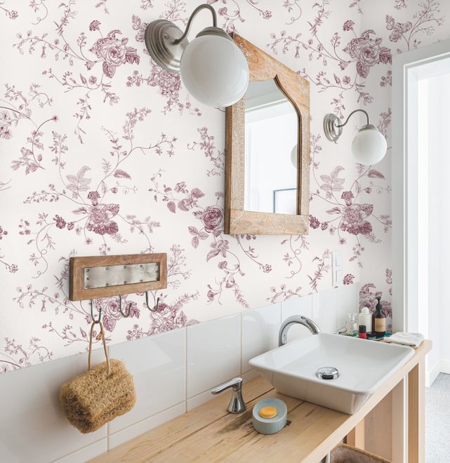 Monochrome Floral Drawing Art Wallpaper Mural